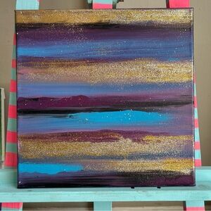 Abstract Acrylic & Glitter Painting Art Home Decor OOAK 🖤💫